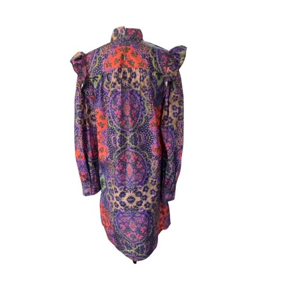 Xirena Nyla Floral Ruffle Shoulder Long Sleeve Cotton Dress In Multi Size Small - Picture 5 of 11